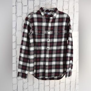Old Navy Button Down Shirt Mens Medium M Regular Fit Flannel Plaid Burgundy NWT
